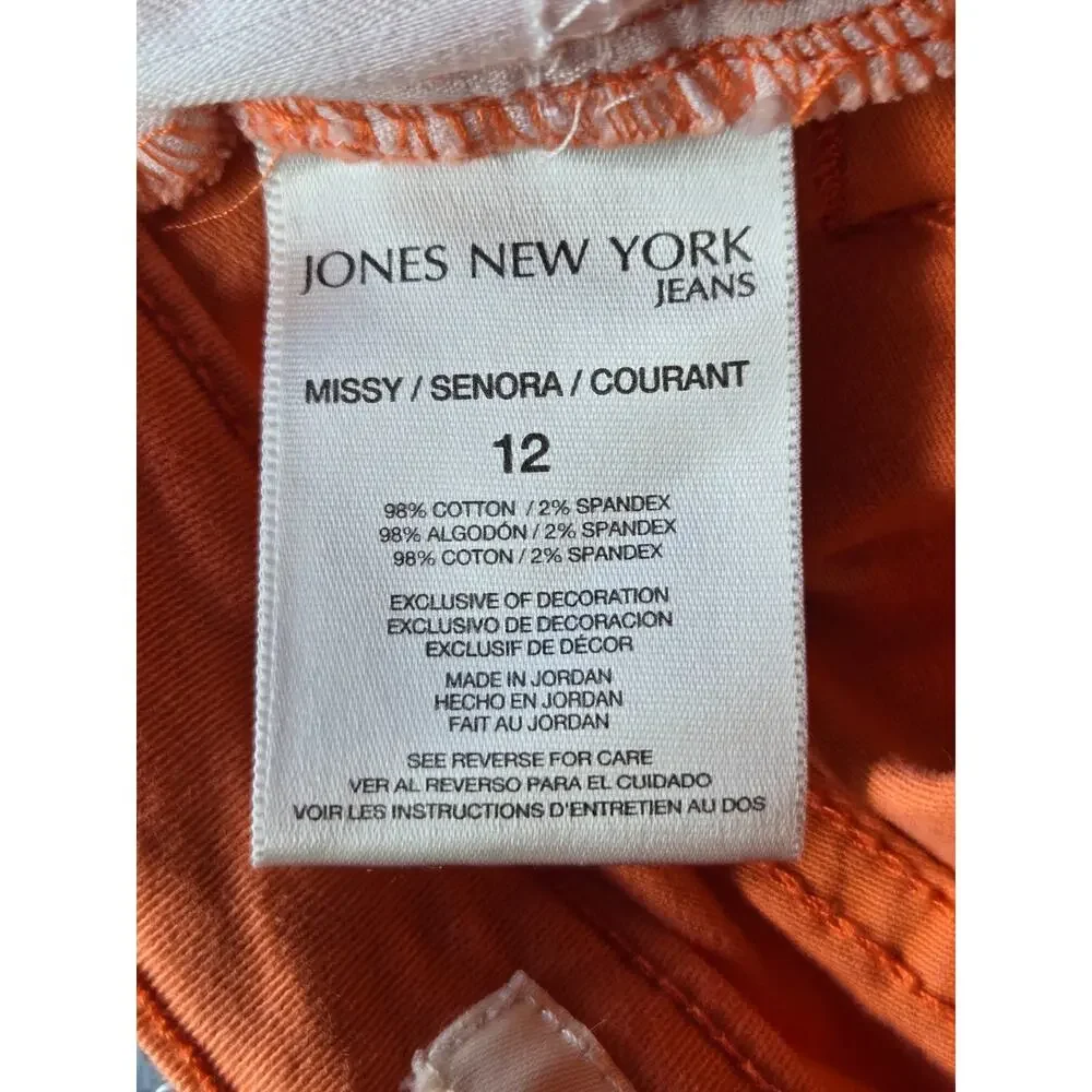 Jones New York Jeans Women's Bermuda Shorts Stretch Tangerine Orange Size 12